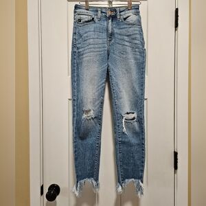 KanCan High Rise Distressed Raw Hem Skinny Jeans Size 5 / 26